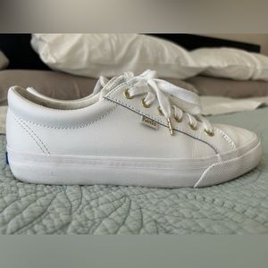 White Keds Sneakers with Gold Accents